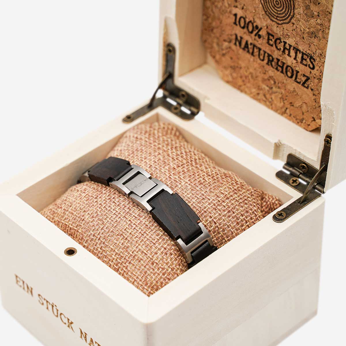 Armband Holz / Edelstahl Silber