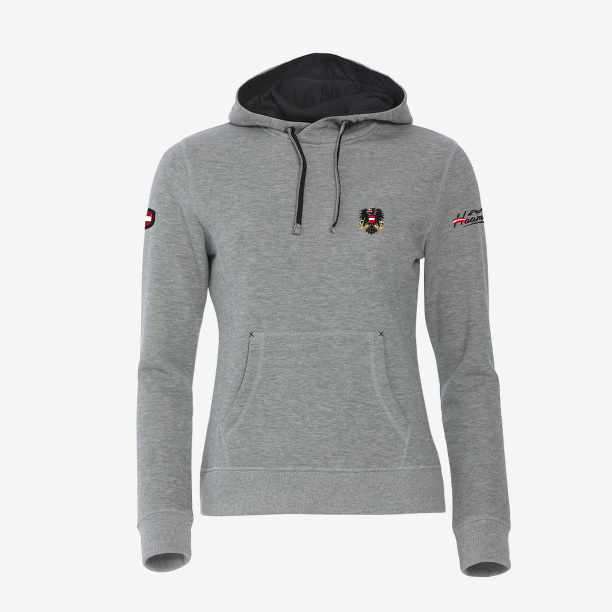Hoamatkult Hoodie mit Österreich Adler #Farbe_Grau