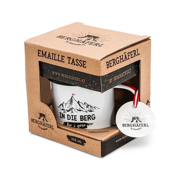 In die Berg bin I gern Emaille Tasse