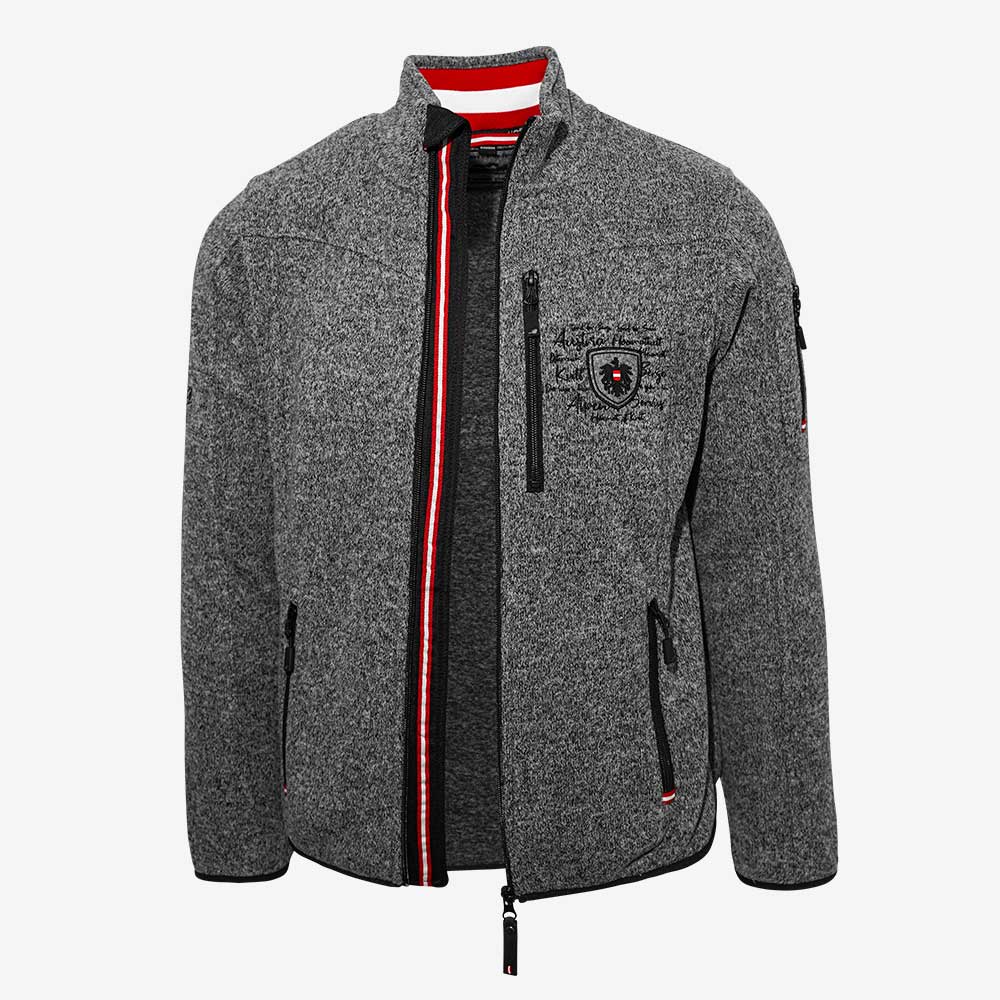 Jacke mit rot-weiss-roten Stehkragen