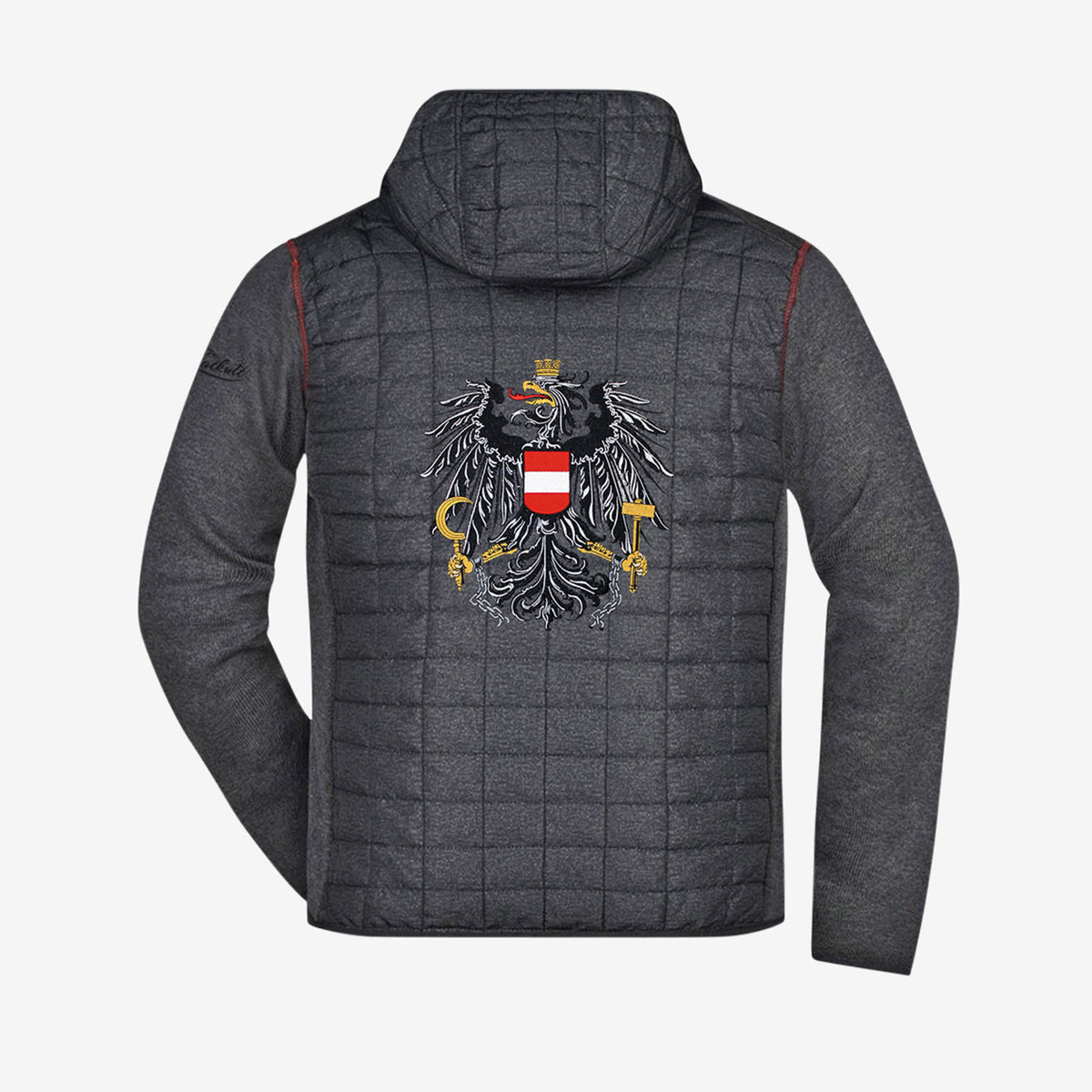 Österreich Adler Wanderjacke Softshell Strickfleece  #Farbe_Grau