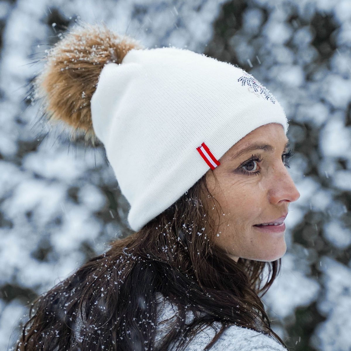 Österreich Adler Kristall Mütze - weiss