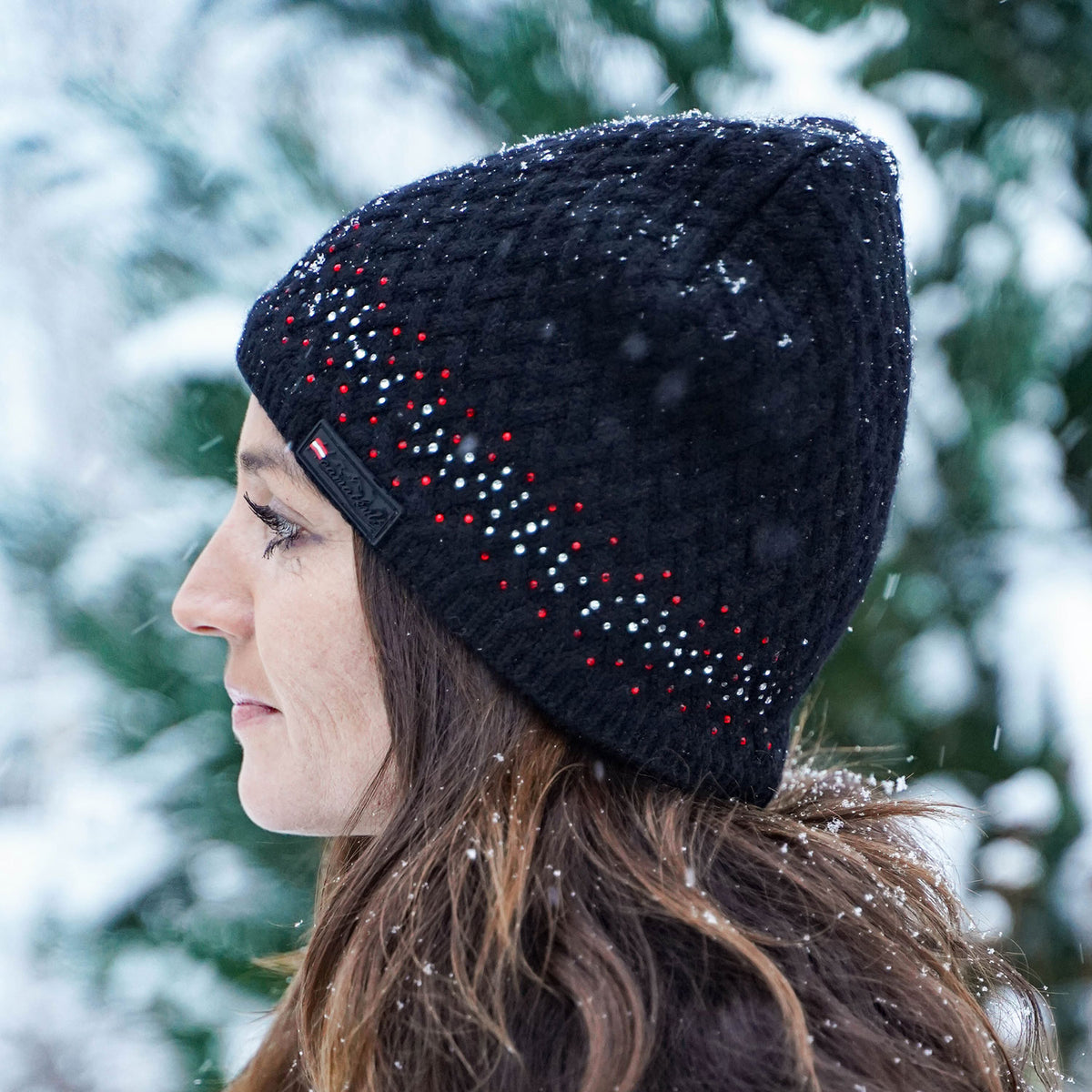 Österreich Kristall Mütze schwarz