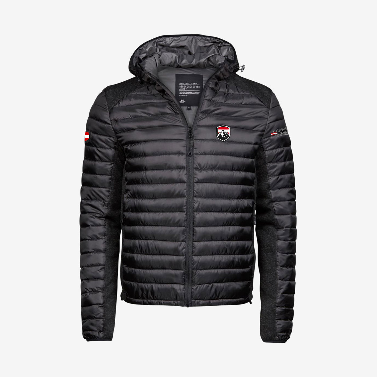 Österreich Softshelljacke mit Bergmotiv kaufen  #Farbe_Schwarz