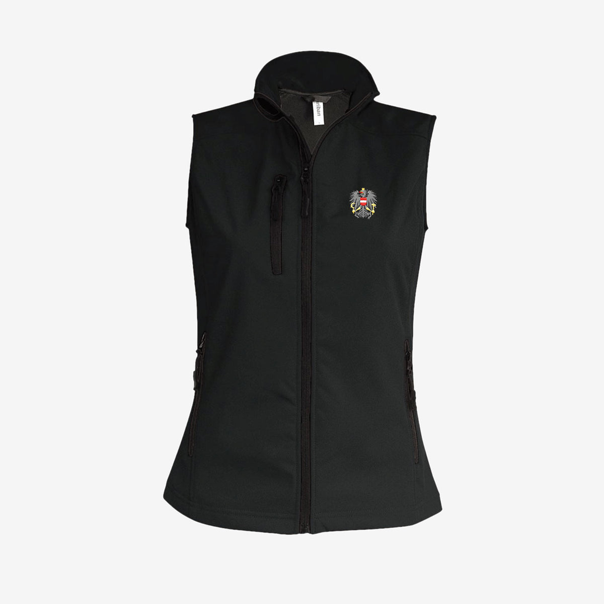 Schwarzes Softshellgilet mit Österreich Adler kaufen #Farbe_Schwarz