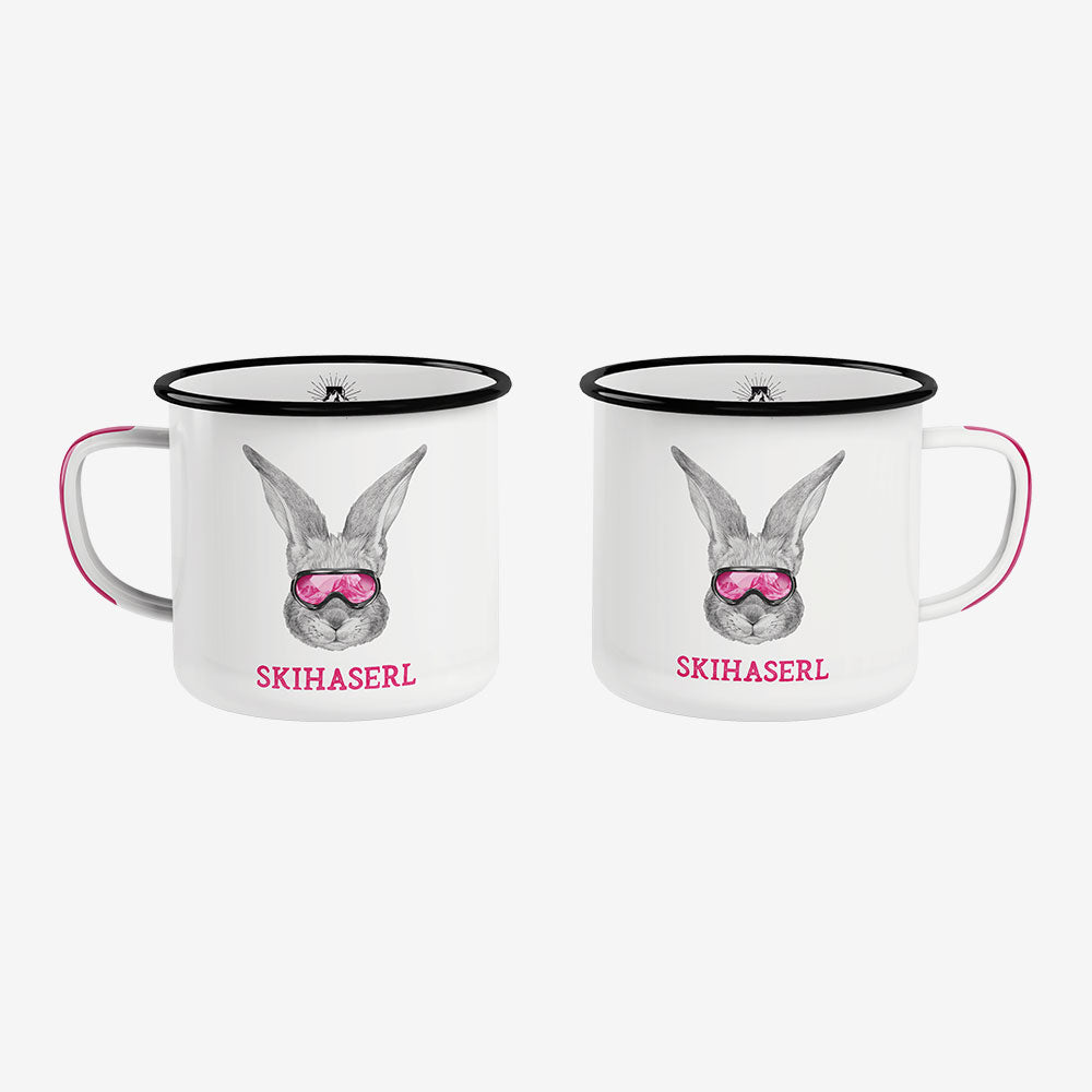 Skihaserl Emaille Tasse
