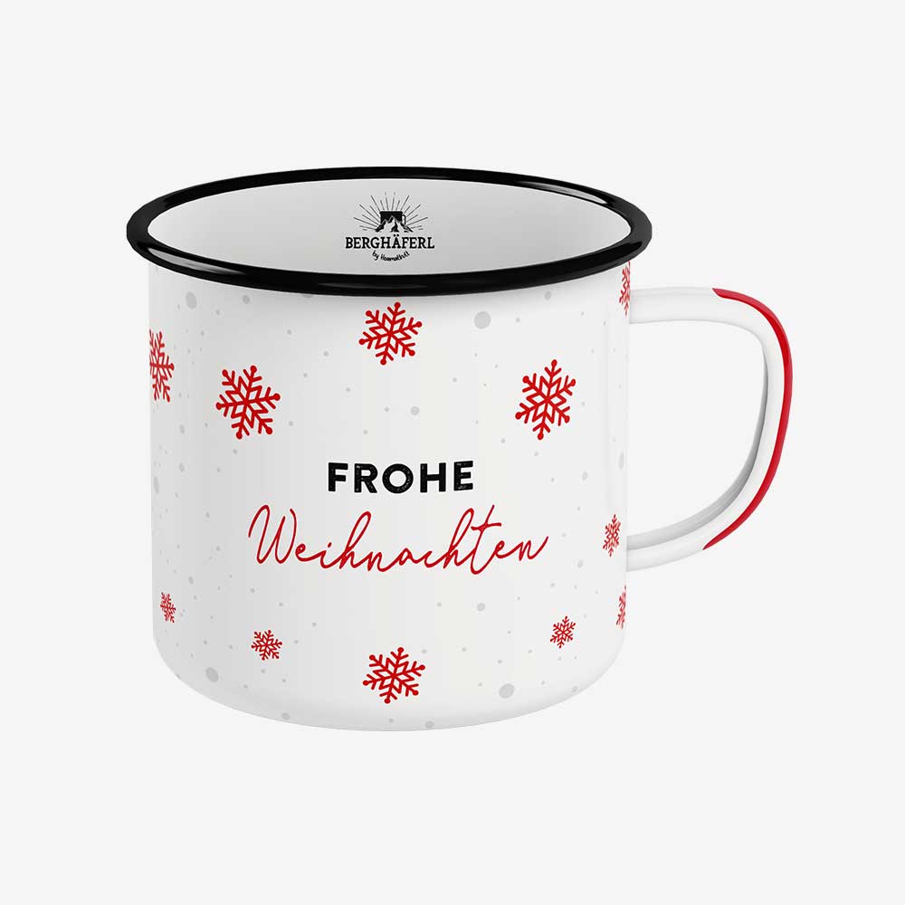 Frohe Weihnachten Tasse aus Emaille