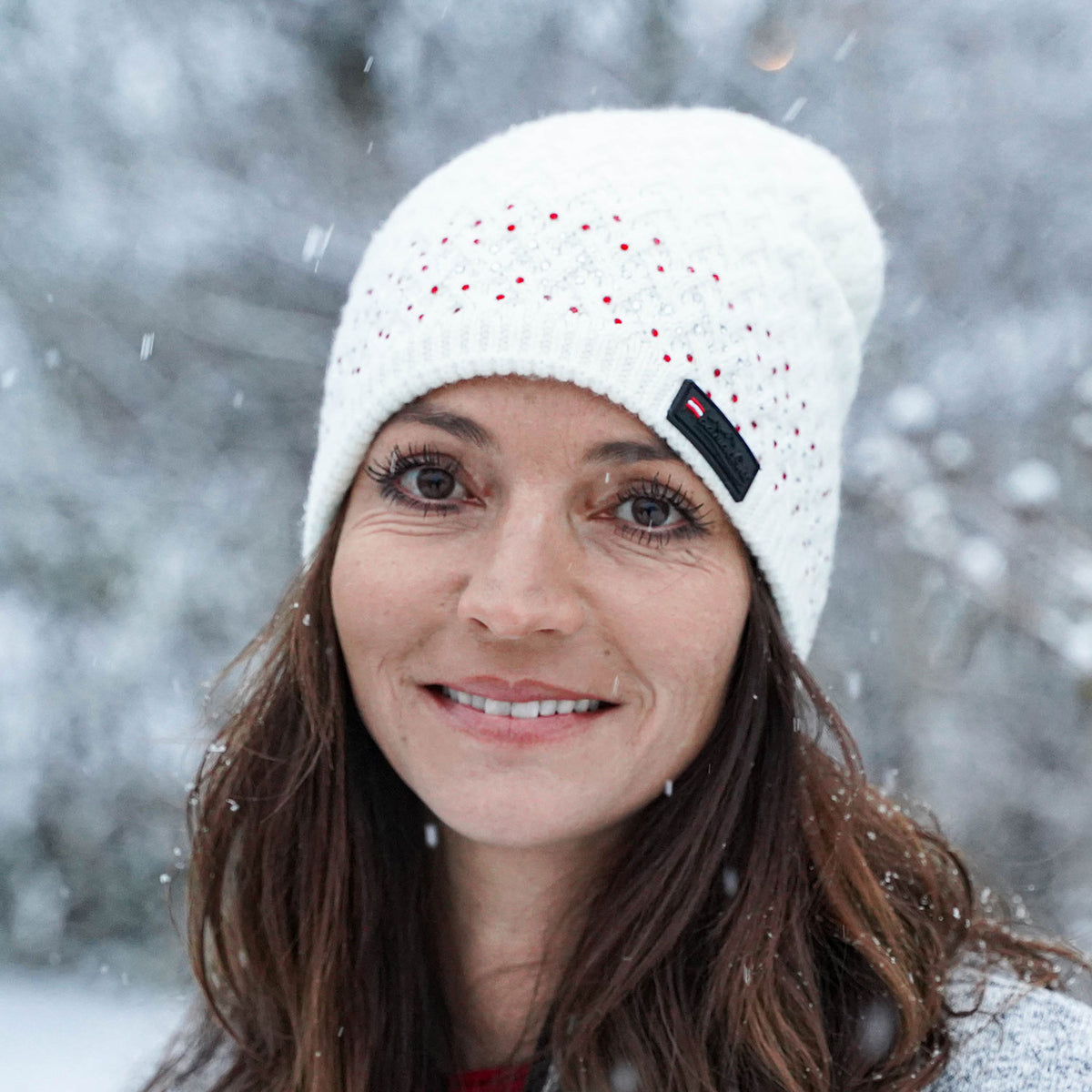 Österreich Kristall Mütze weiss