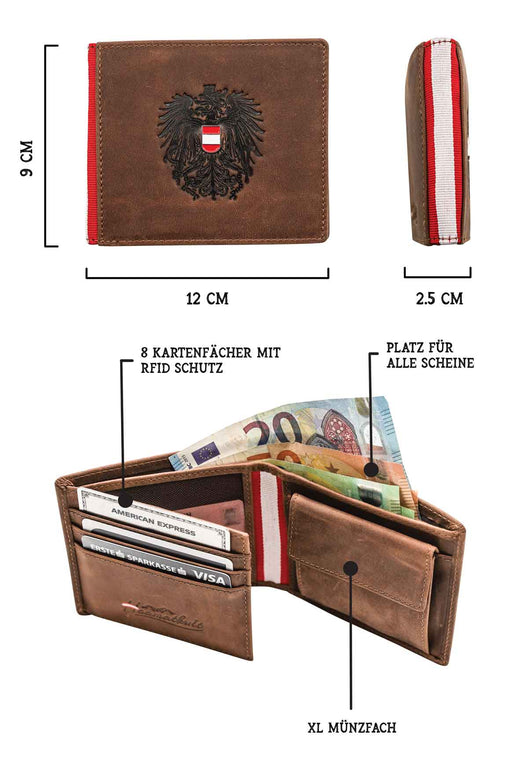 Österreich Adler Geldtasche - Vintage Leder