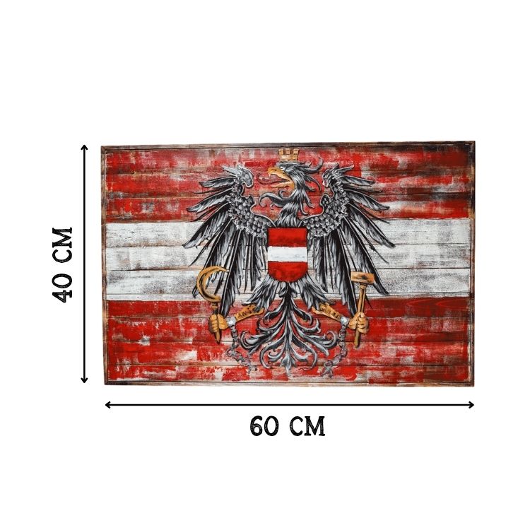 Österreich Adler Holz / Metall Bild - 60x40 cm