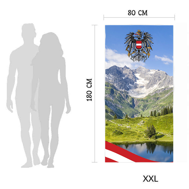 Alpensee XXL Mikrofaser Badetuch kaufen | Hoamatkult | Alpen Strandtuch