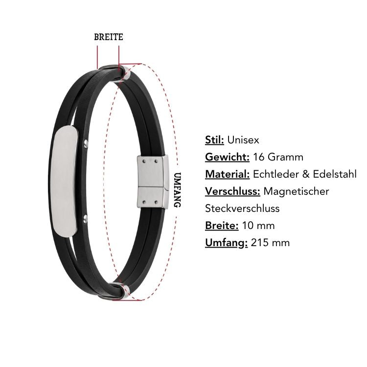 Kult Armband “Fortis” aus Echtleder & Edelstahl - personalisierbar
