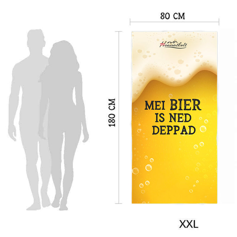 Mikrofaser-Badetuch - Mei Bier is ned deppad