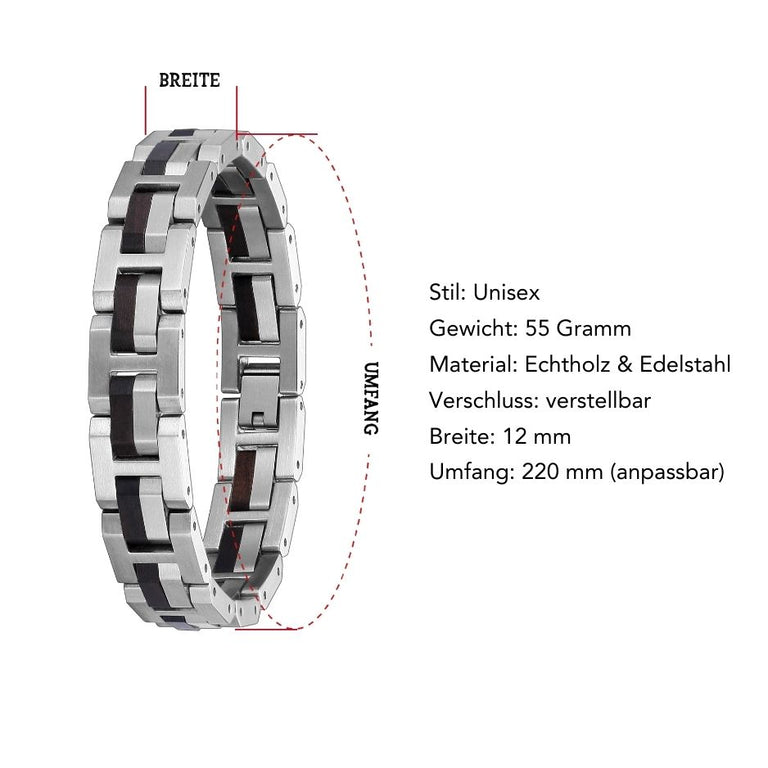 Armband aus Edelstahl & Walnussholz