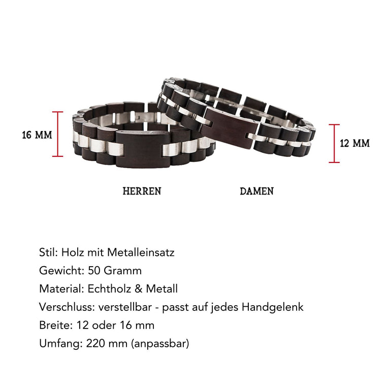 Holzarmband mit Metalleinsatz