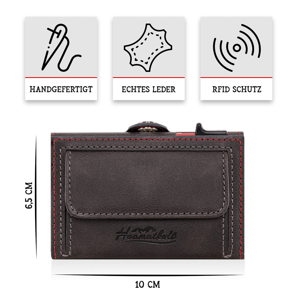 Adler Smart Wallet Bifold mit Karten-Pop-Up Funktion aus Echtleder