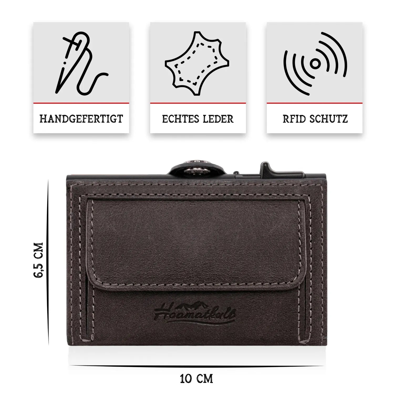 Adler Smart Wallet Trifold mit Karten-Pop-Up Funktion aus Echtleder