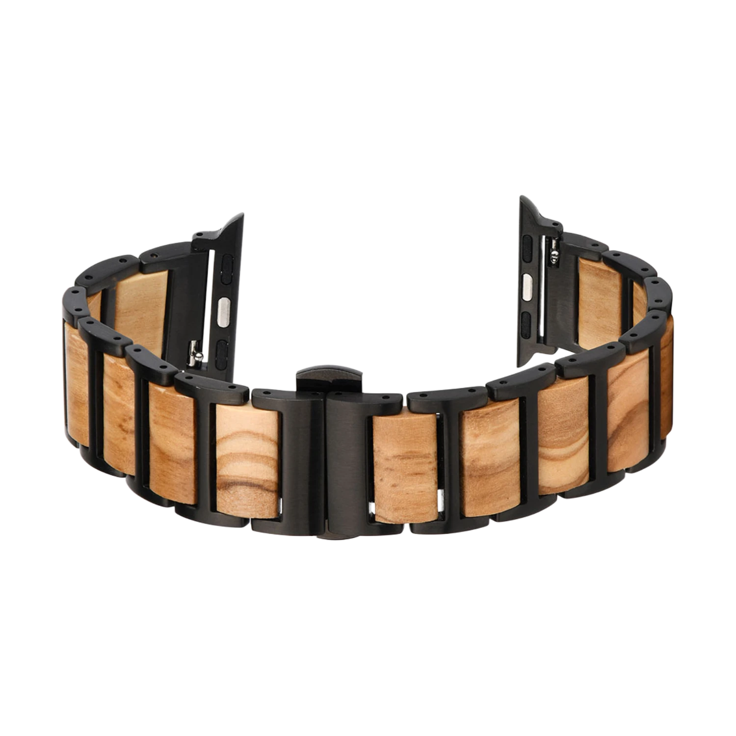 Apple Watch Band Olivenholz schwarzer Edelstahl