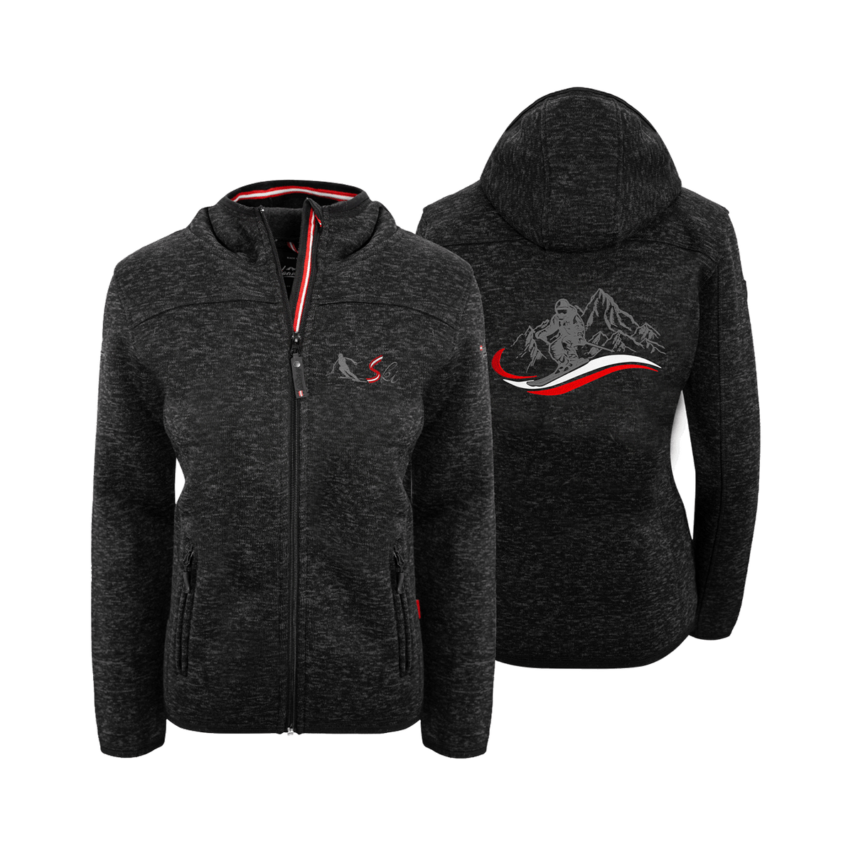 Apres Ski Damen Jacke mit Ski Motiv #Farbe_Schwarz