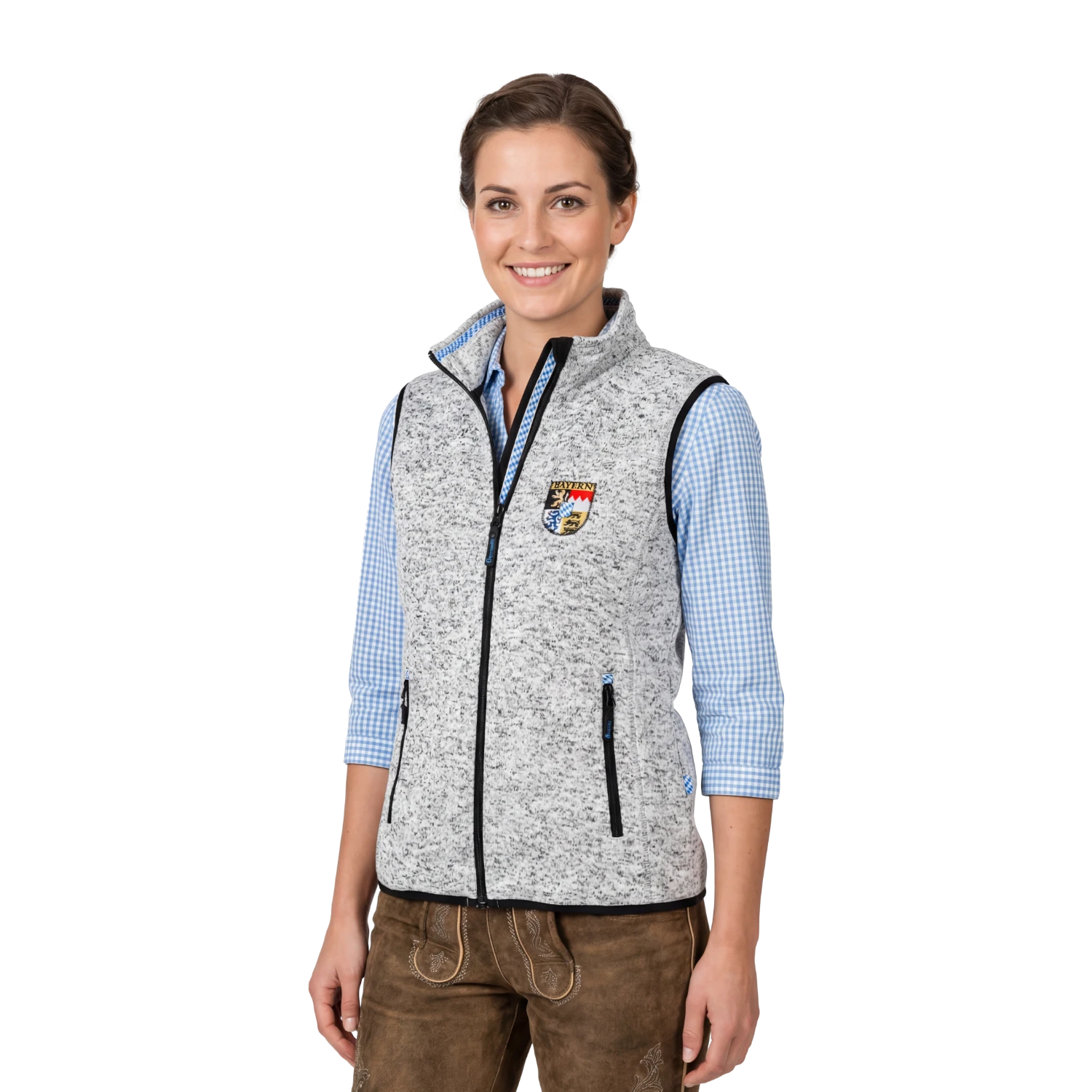 Bayern Trachten Gilet hellgrau Strickfleece Damen