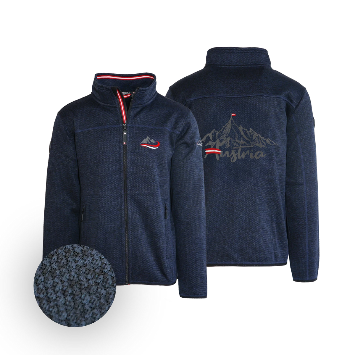 Berg Austria Strickoptik Jacke dunkelblau #Farbe_Dunkelblau-Strick