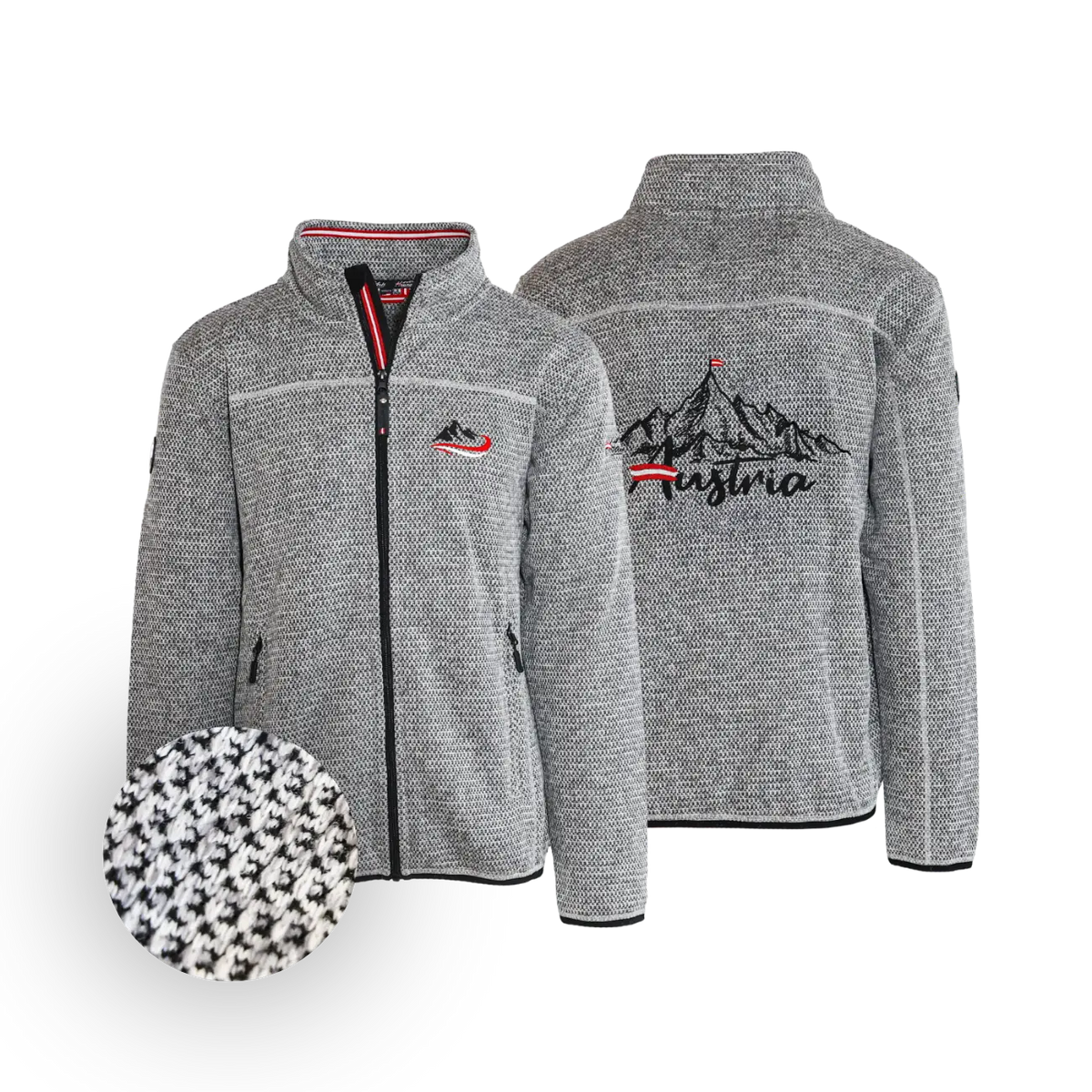 Berg Strickoptik Jacke ohne Kapuze Herren #Farbe_Grau-Strick