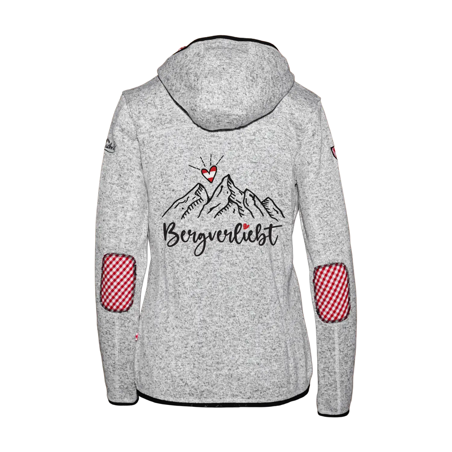 Bergverliebt Trachten Kultjacke mit Kapuze - Karo Rot