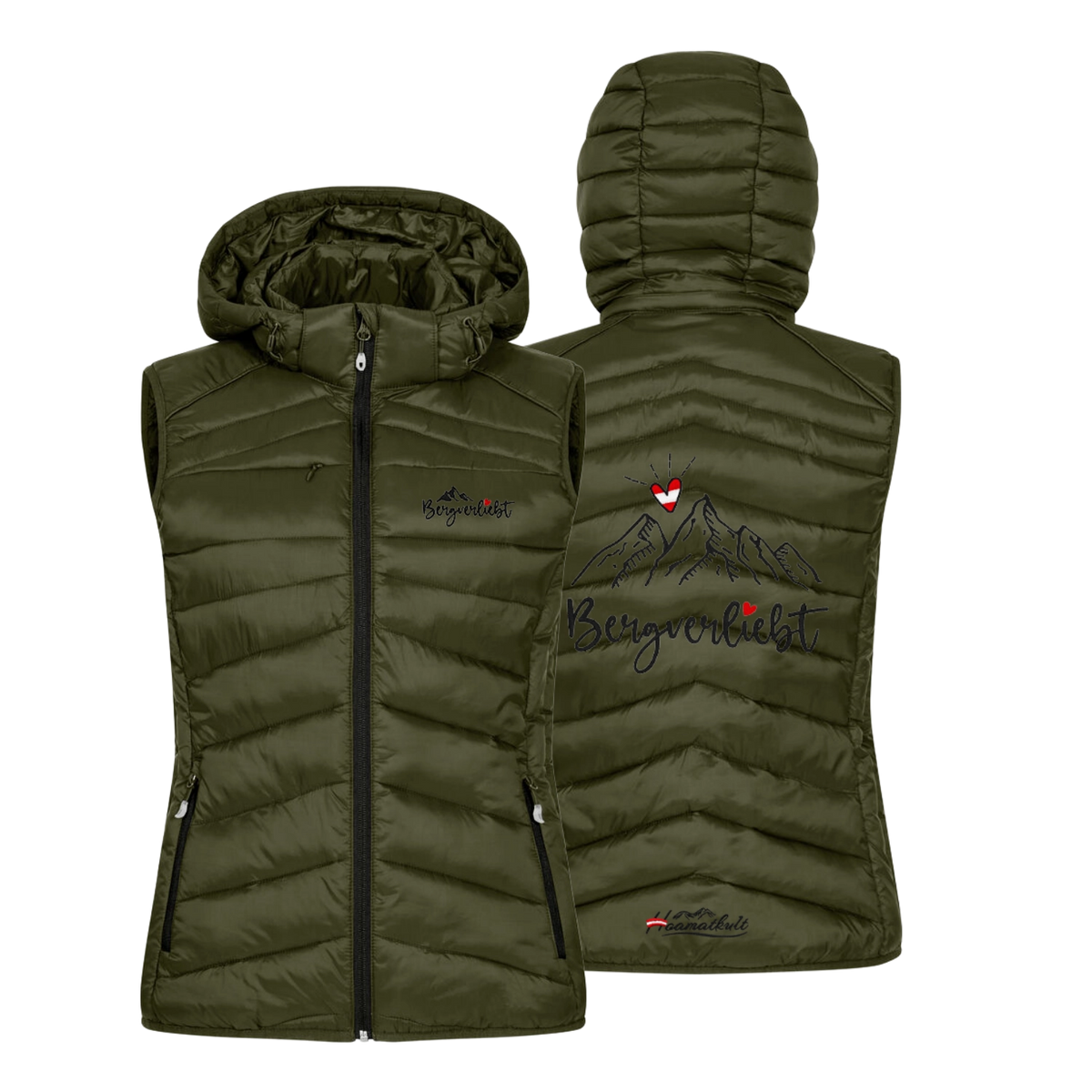 Bergverliebt Damen Gilet wattiert dunkelgrün #Farbe_Dunkelgrün