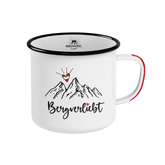 Bergverliebt Emaille Tasse Hoamatkult