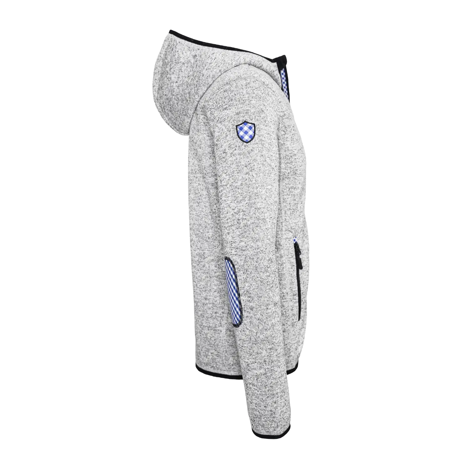 Österreich Trachten Kultjacke mit Kapuze - Karo Blau