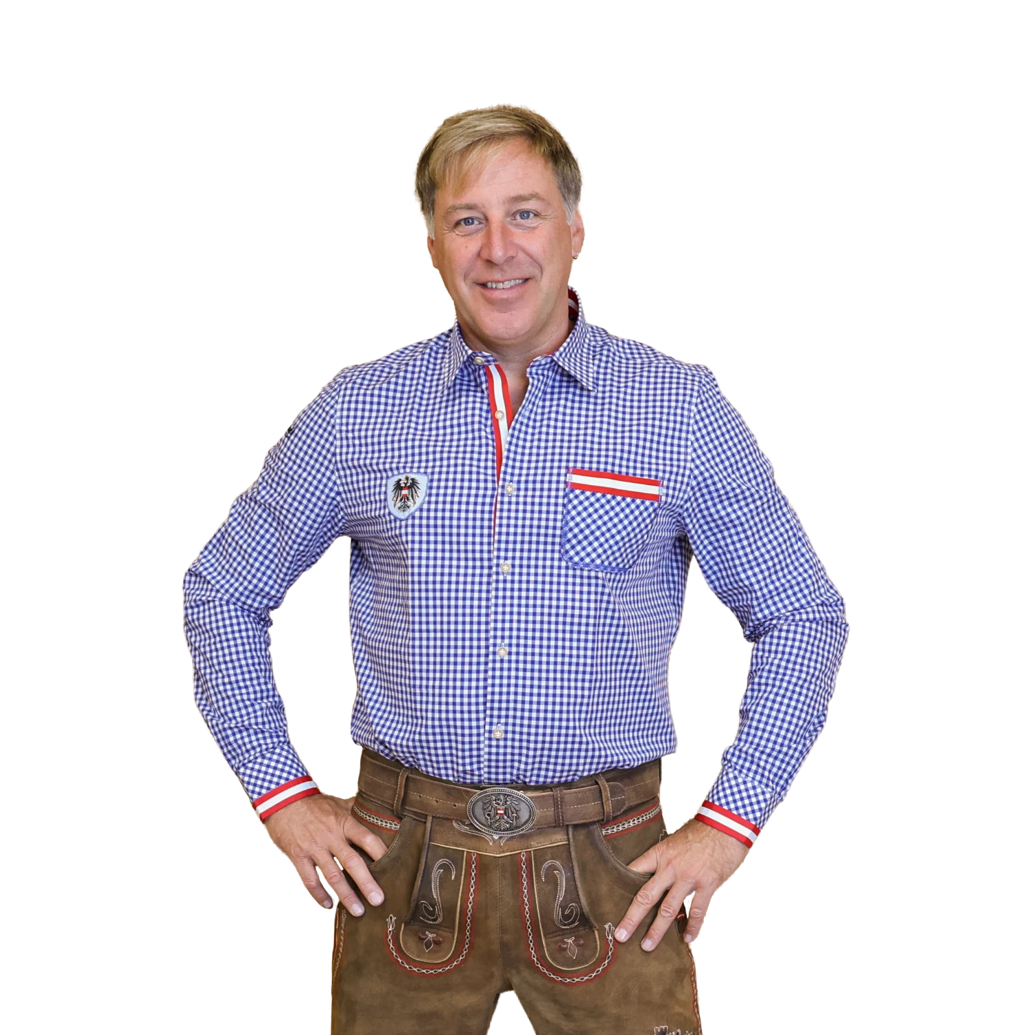 Blau kariertes Trachten Hemd Herren