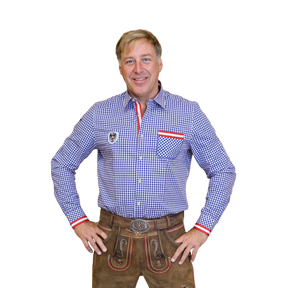 Blau kariertes Trachten Hemd Herren