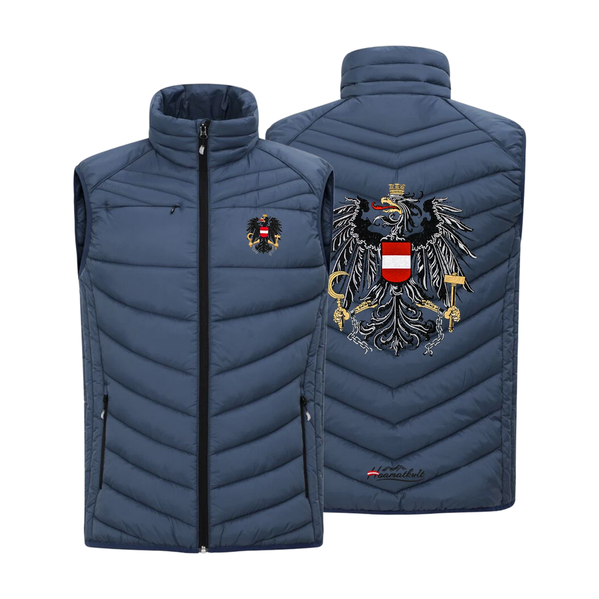 Blaues Daunen Gilet Österreich Adler #Farbe_Blau 575
