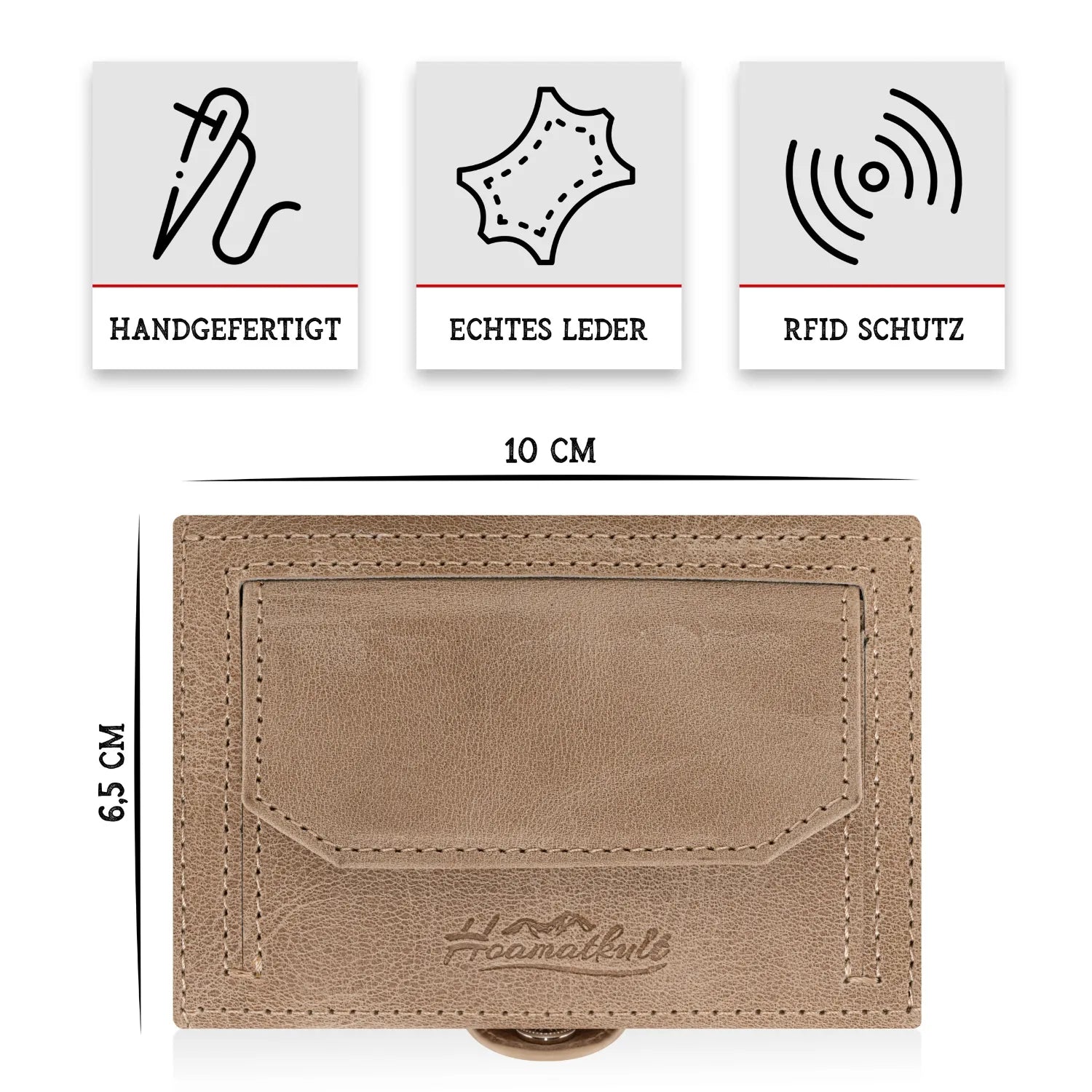 Adler Slim Wallet aus Echtleder mit Spiegel, Münzfach & RFID-Schutz