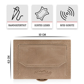 Adler Slim Wallet aus Echtleder mit Spiegel, Münzfach & RFID-Schutz