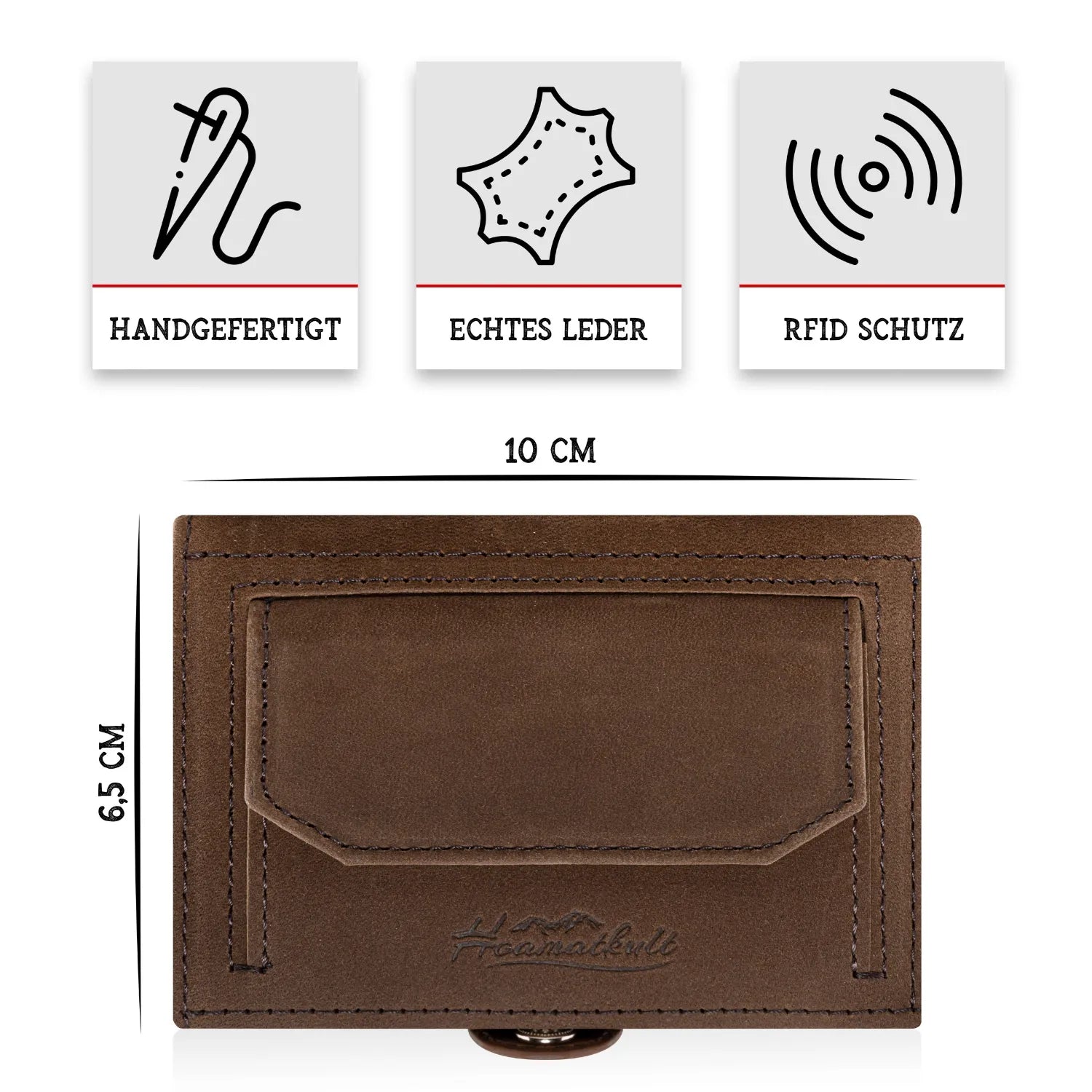 Adler Slim Wallet aus Echtleder mit Spiegel, Münzfach & RFID-Schutz