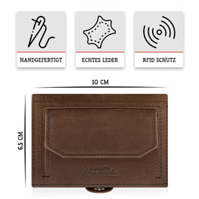Adler Slim Wallet aus Echtleder mit Spiegel, Münzfach & RFID-Schutz