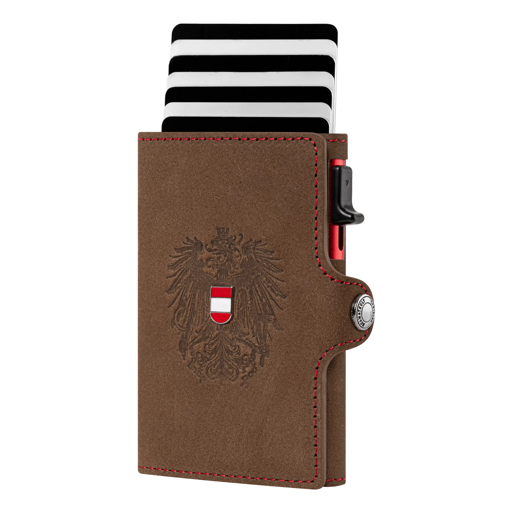 Adler Smart Wallet Bifold mit Karten-Pop-Up Funktion aus Echtleder - Vintage Braun
