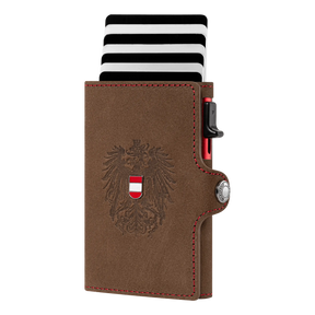 Adler Smart Wallet Bifold mit Karten-Pop-Up Funktion aus Echtleder - Vintage Braun