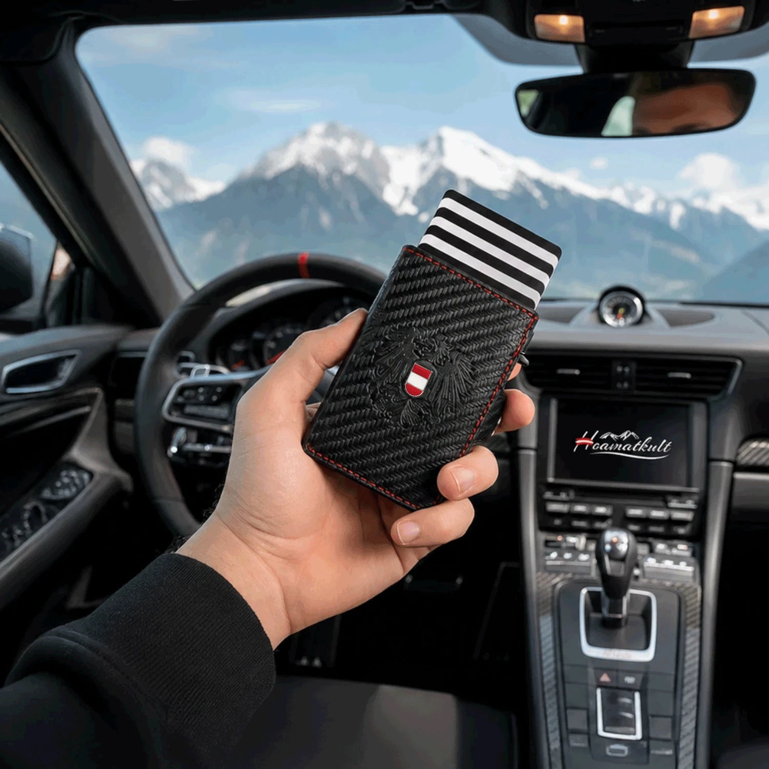 Adler Smart Wallet Trifold mit Karten-Pop-Up Funktion aus Echtleder