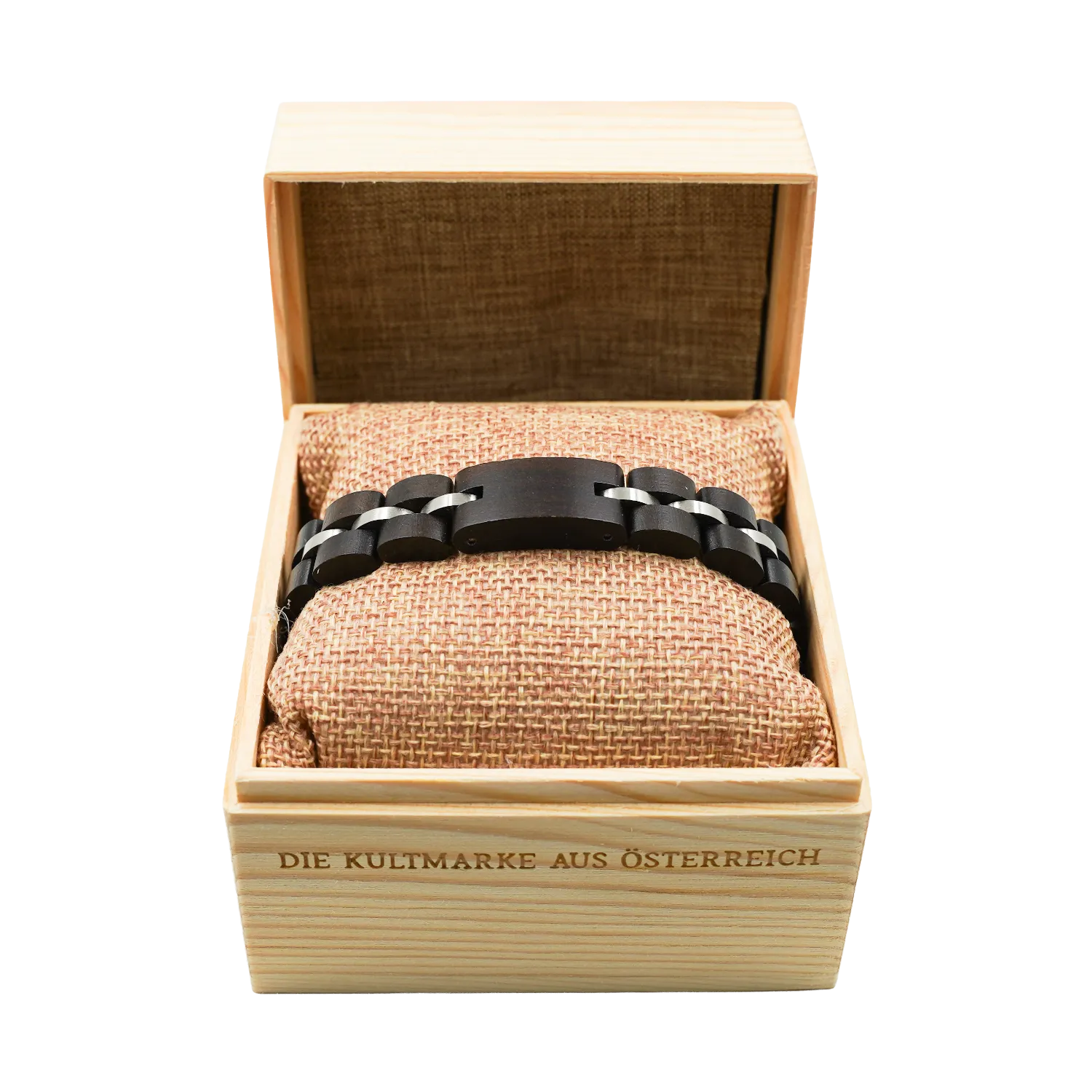 Holzarmband mit Metalleinsatz