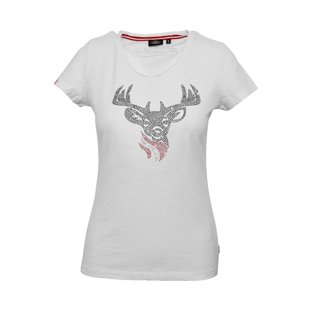 Damen Glitzer T-Shirt weiß Hirsch #Farbe_Weiß