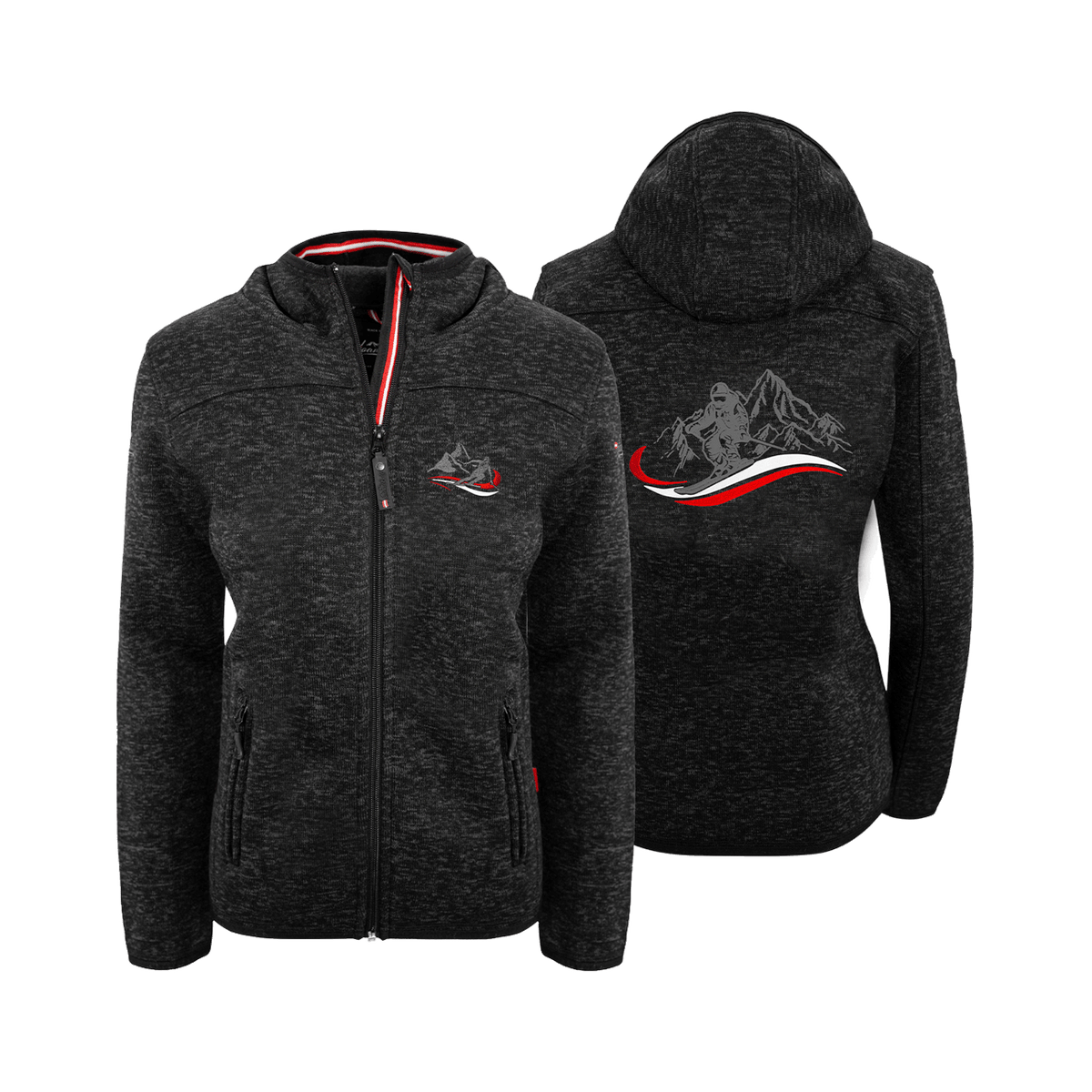 Damen Kultjacke schwarz mit Ski Stickerei #Farbe_Schwarz