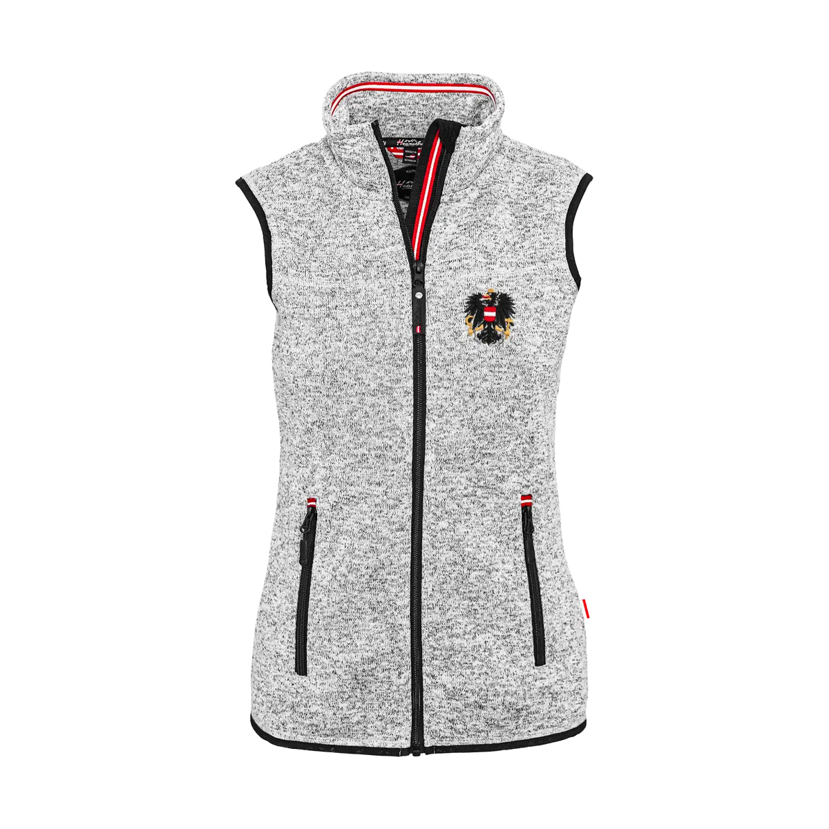 Damen Strickfleece Gilet hellgrau Österreich Adler #Farbe_Hellgrau