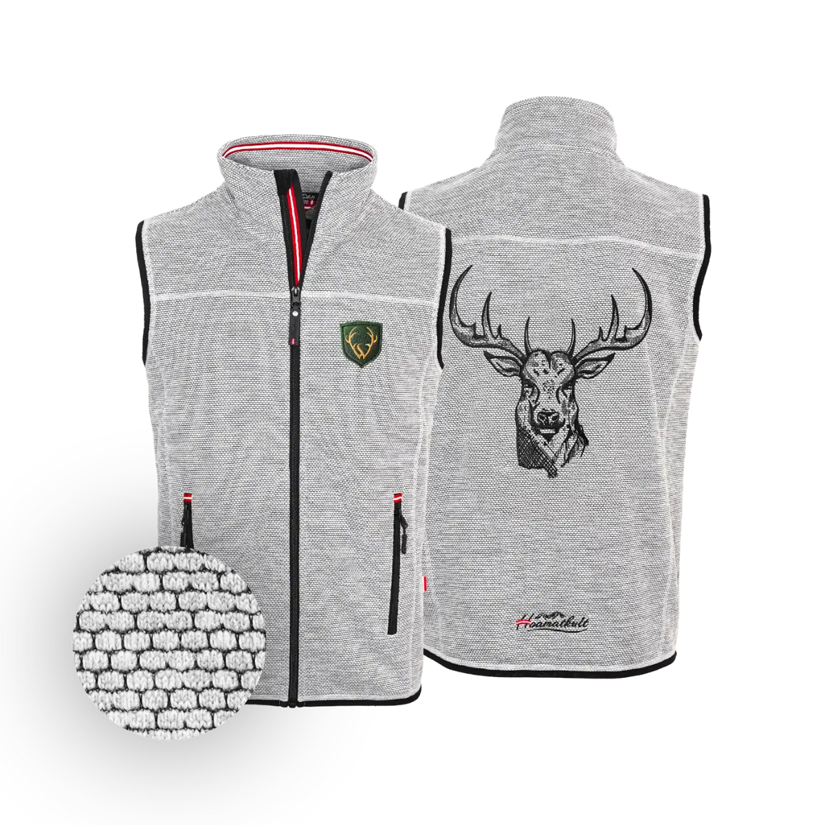 Dobby Fleece Gilet Hirsch Stick #Farbe_Hellgrau