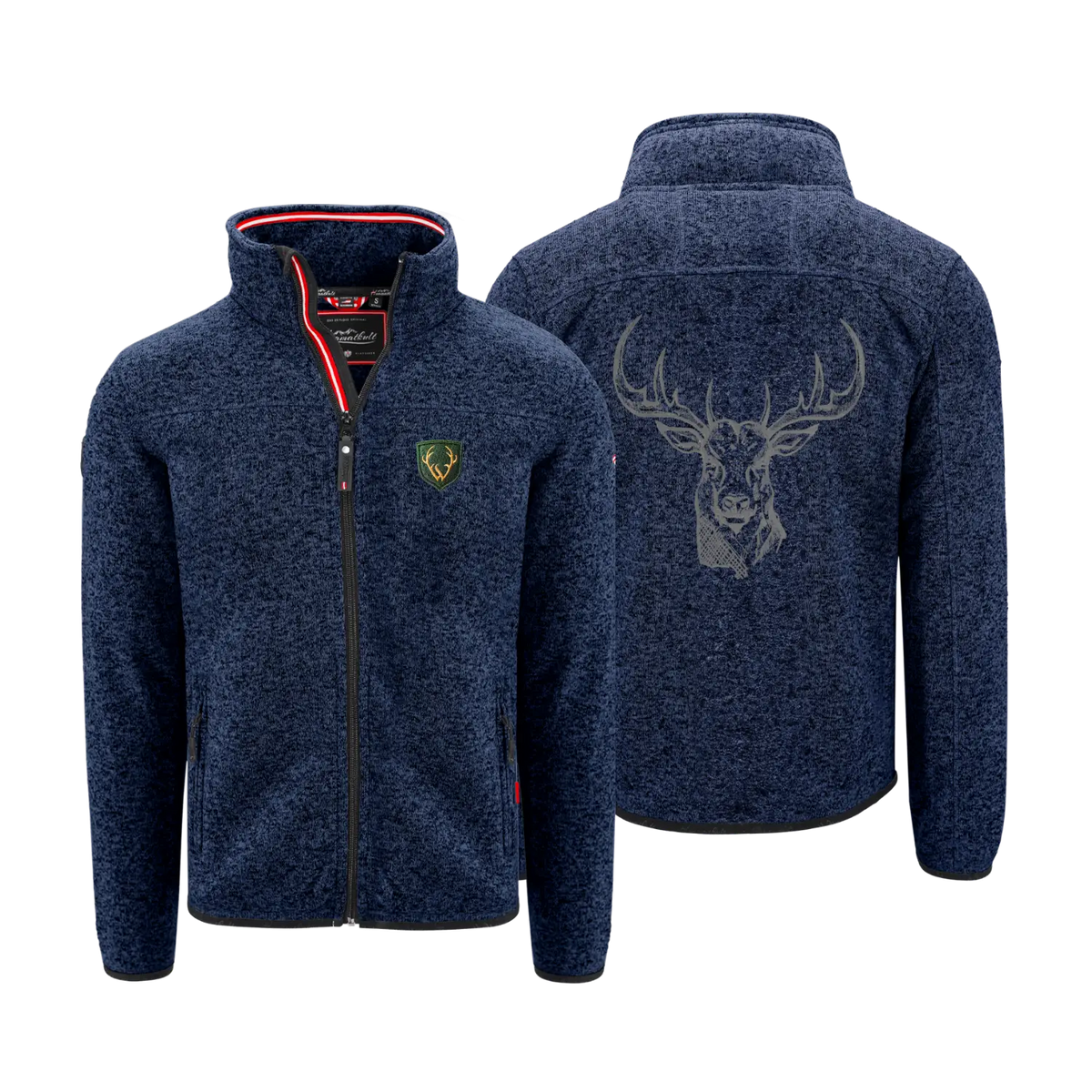 Dunkelblaue Fleece Weste Hirsch Stickeei #Farbe_Dunkelblau