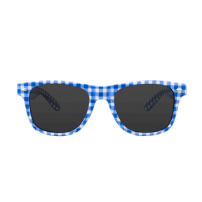 Dunkelblaue Sonnenbrille Karo Muster