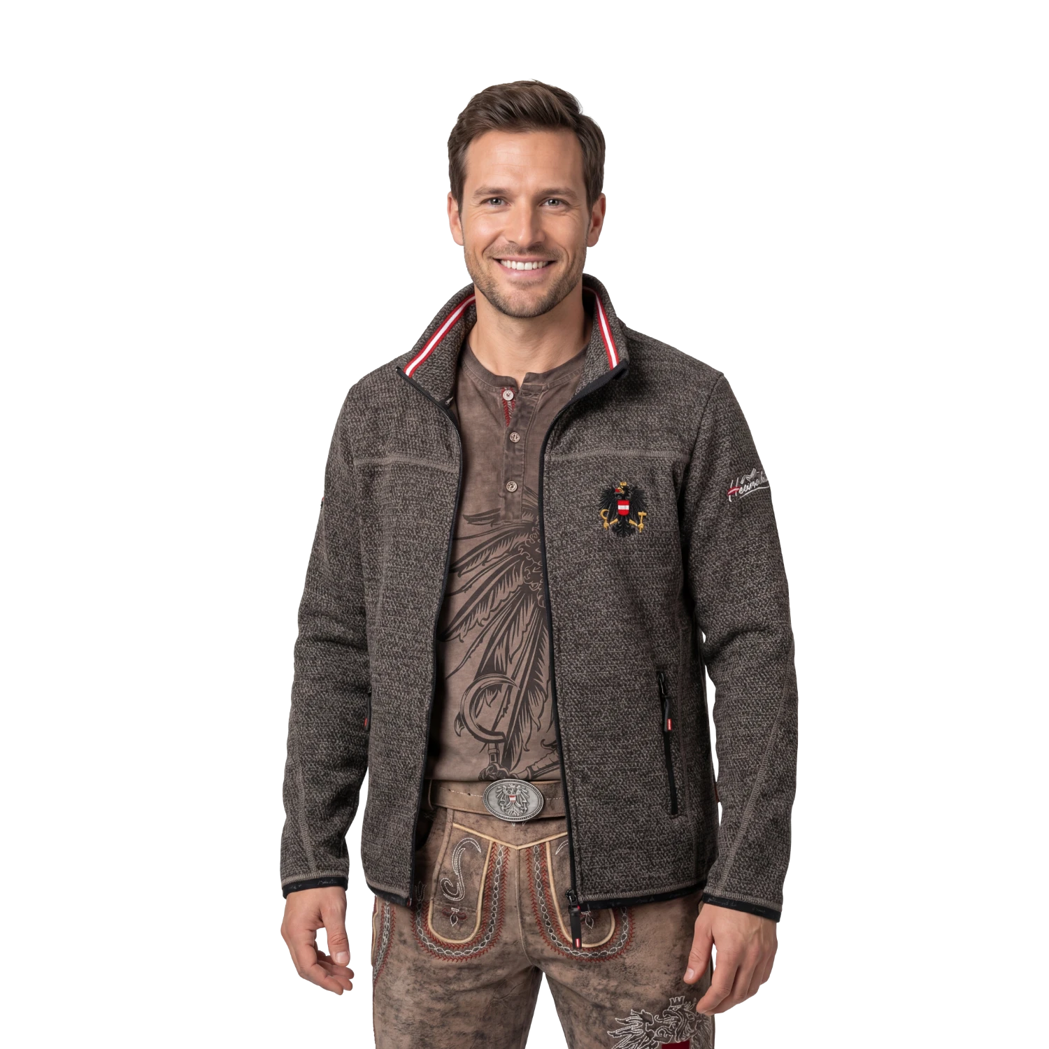 Dunkelbraune Trachten Kultjacke für Herren Österreich