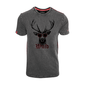 Dunkelgraues Herren T-Shirt Hirsch Aufdruck