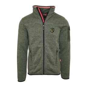Dunkelgrüne Strickfleece Jacke Hirsch Motiv